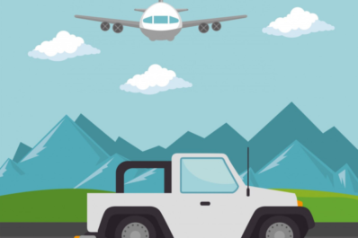 DL CARS rental car parked at Oujda Angads Airport ready for pickup