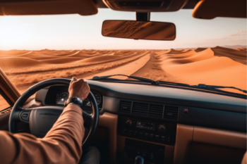 4x4 DL Cars driving through the dunes of Erg Chebbi in Morocco’s Sahara Desert